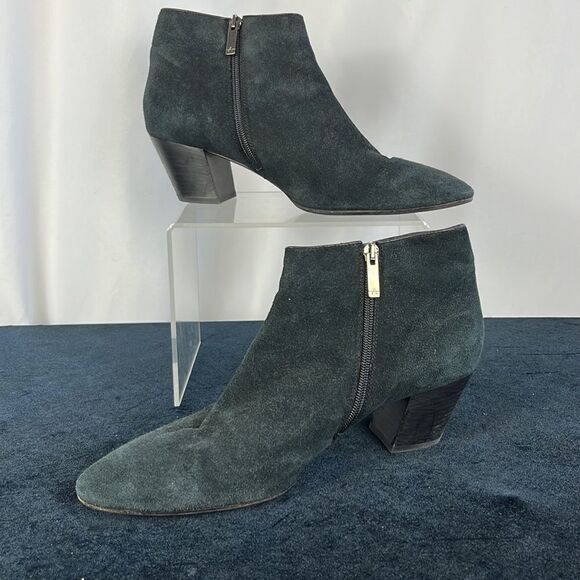 Aquatalia Black Suede Mid Heel Ankle Boots - Picture 2 of 6